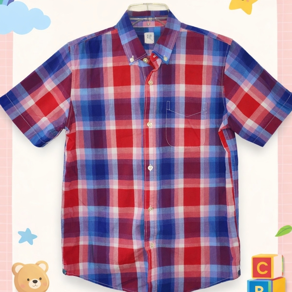 GAP Kids Red and Blue Plaid Button Down Shirt